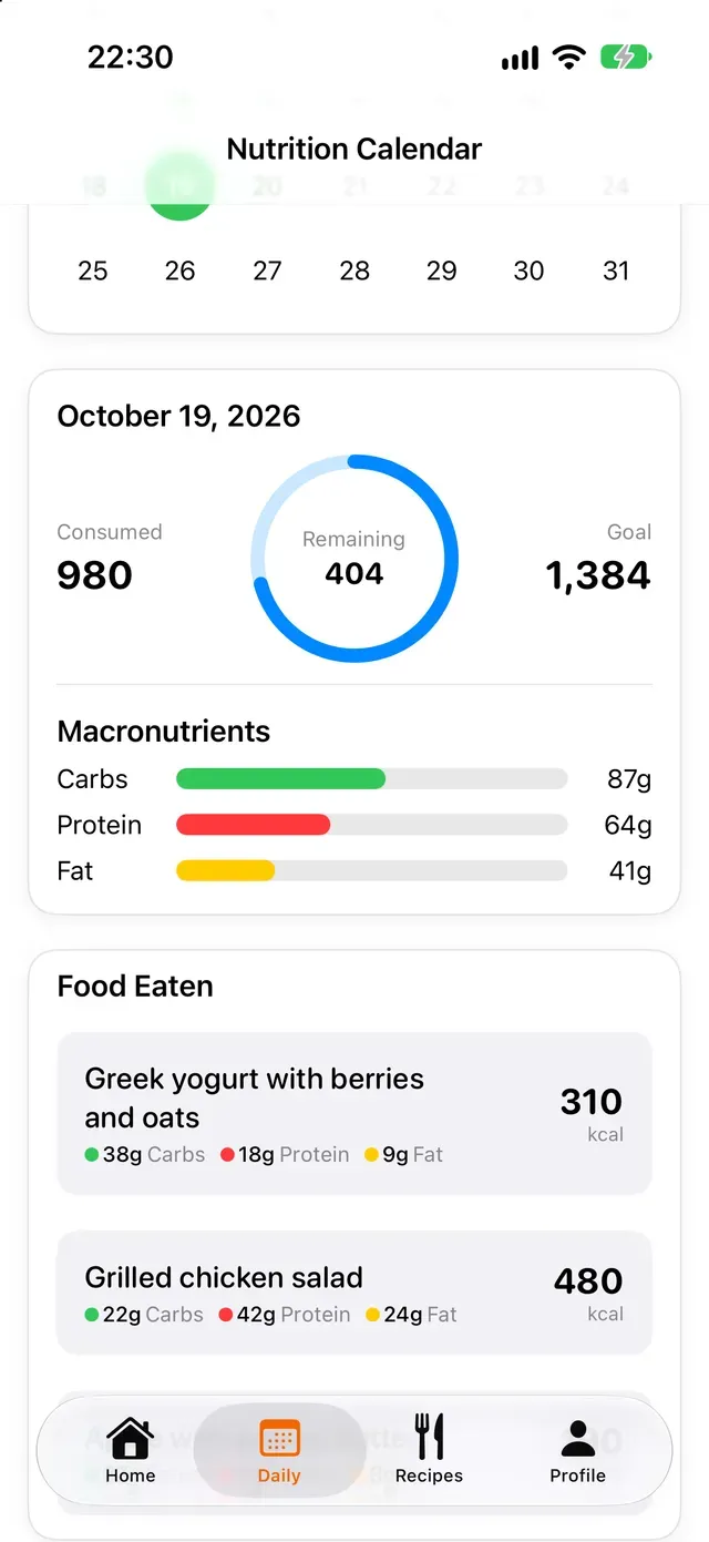 Nutrition Calendar