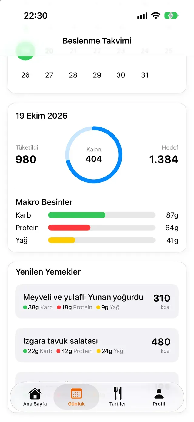 Beslenme Takvimi