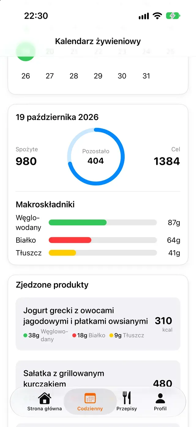 Kalendarz żywieniowy