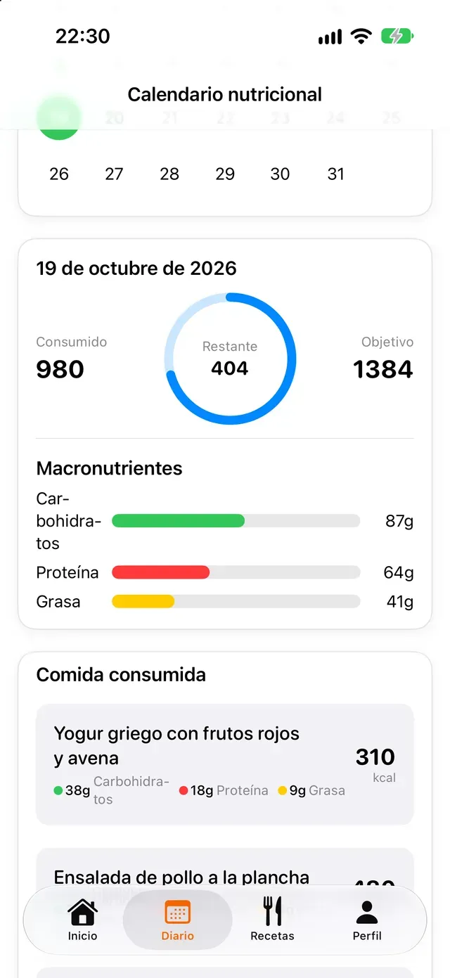 Calendario nutricional