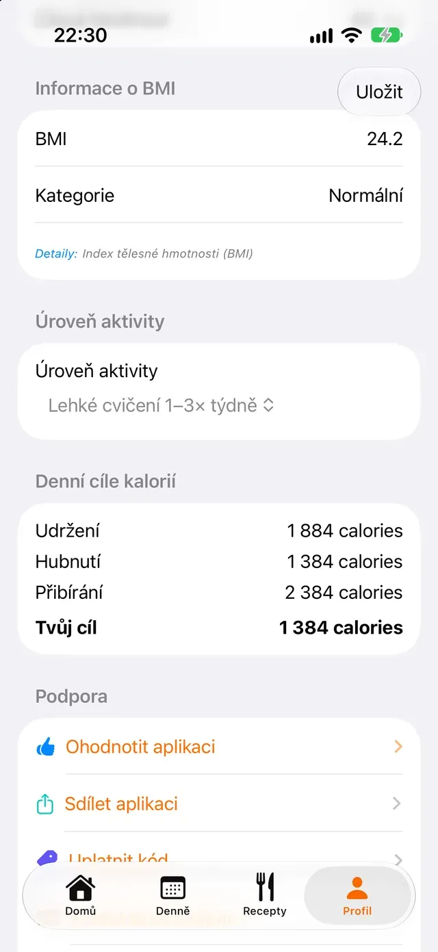 Denní cíle kalorií