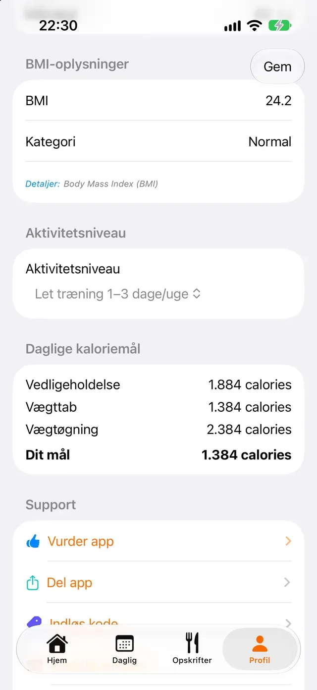 Daglige kaloriemål