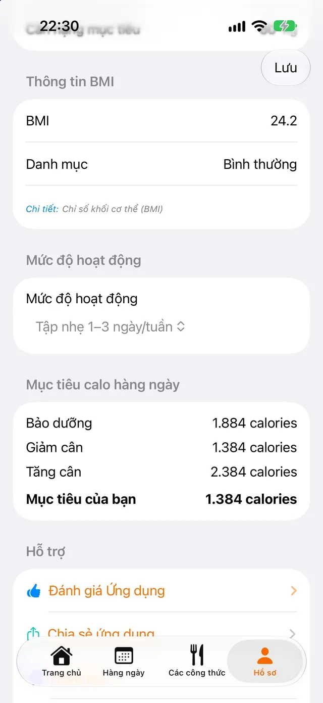 Mục tiêu calo hàng ngày