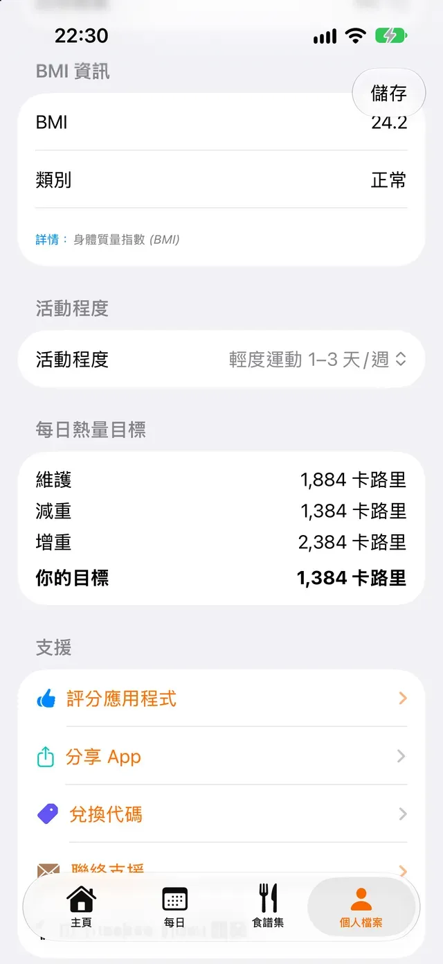 每日熱量目標