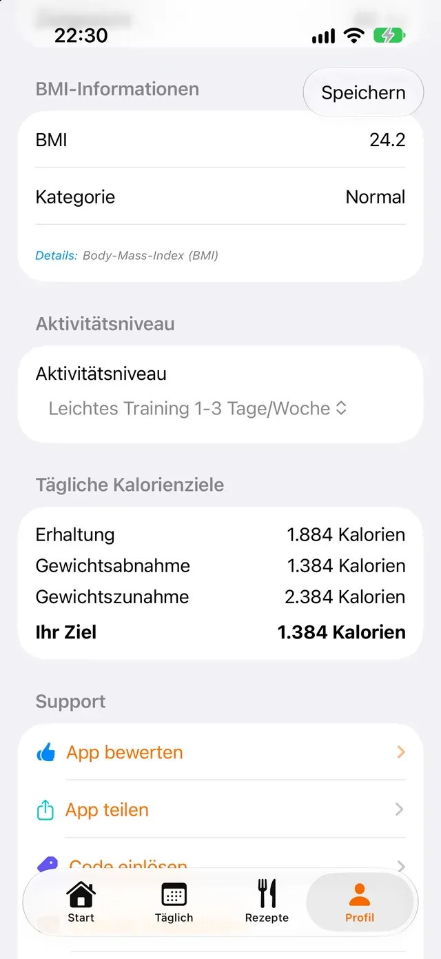 Tägliche Kalorienziele